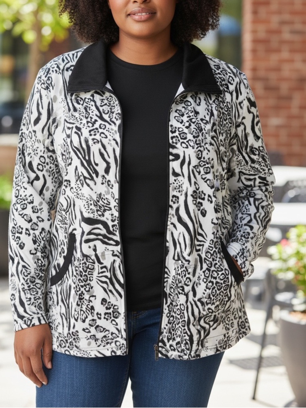 Activology Full Zip Patterned Lightweight Jacket Size 2 X